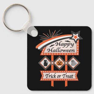 Porte-clés Panneau d'Halloween Vintage rétros - Tricoter ou t