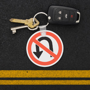 Porte-clés Panneau d'interdiction de demi-tour Symbole de séc