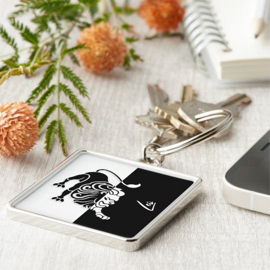 Porte-clés Panneau Leo Zodiac, Porte - clé noir et blanc (Côté)