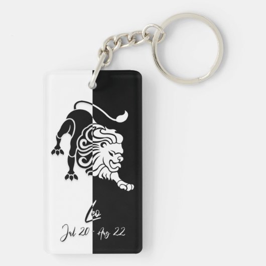 Porte-clés Panneau Leo Zodiac, Porte - clé noir et blanc (Dos)