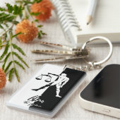 Porte-clés Panneau Libra Zodiac, Porte - clé noir et blanc (Devant droit)