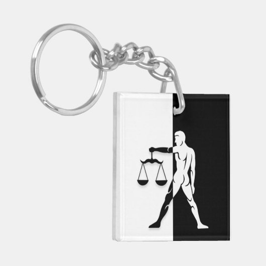 Porte-clés Panneau Libra Zodiac, Porte - clé noir et blanc (Devant gauche)