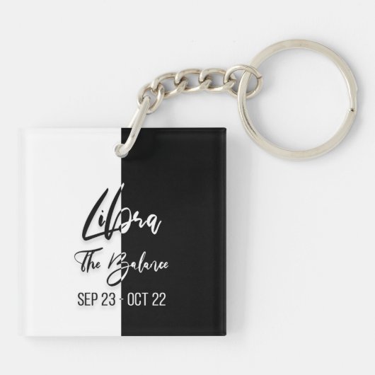 Porte-clés Panneau Libra Zodiac, Porte - clé noir et blanc (Dos)