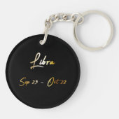 Porte-clés Panneau Libra Zodiac, Porte - clé noir et or (Dos)