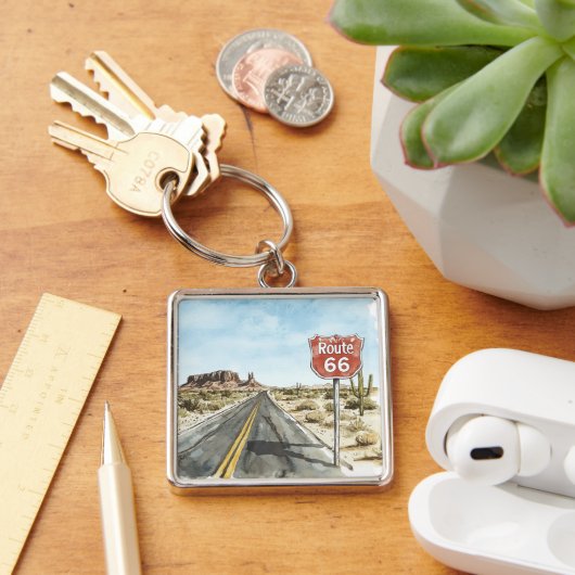 Porte-clés Panneau Route 66 Rouge (Bureau)