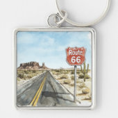 Porte-clés Panneau Route 66 Rouge (Devant)