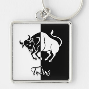 Porte-clés Panneau Taurus Zodiac, Porte - clé noir et blanc
