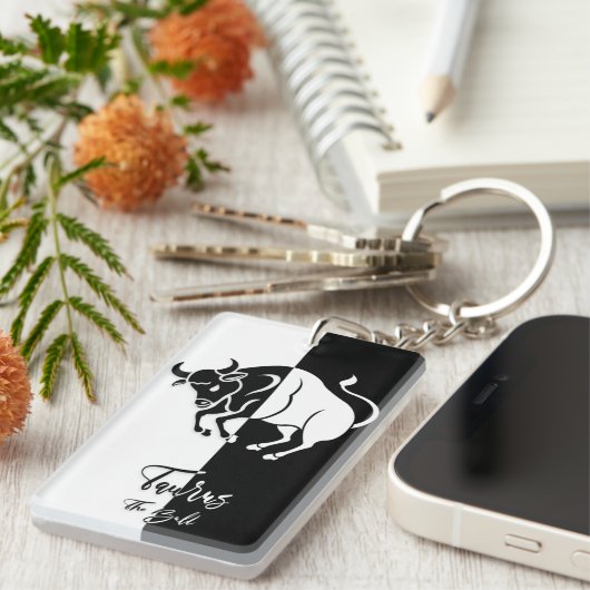 Porte-clés Panneau Taurus Zodiac, Porte - clé noir et blanc (Devant droit)