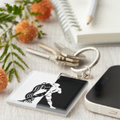 Porte-clés Panneau Zodiac Aquarius, Porte - clé noir et blanc (Devant Droit)