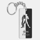 Porte-clés Panneau Zodiac Aquarius, Porte - clé noir et blanc (Devant gauche)