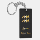 Porte-clés Panneau Zodiac Aquarius, Porte - clé noir et or (Devant gauche)