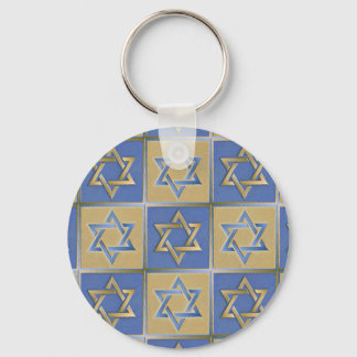 Porte-clés Panneaux d'art étoile de David bleu or