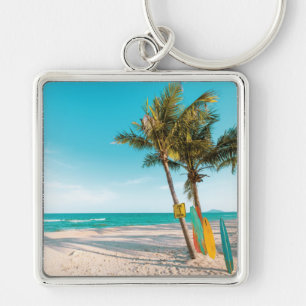 Porte-clés Panneaux de surf sur la plage lancer oreiller
