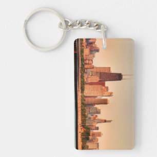 Porte-clés Panorama d'horizon de Chicago au lever de soleil