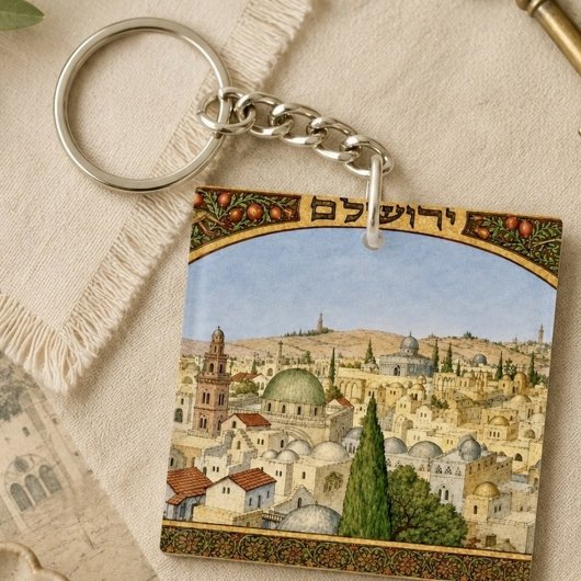 Porte-clés Panorama Vintage de Jérusalem