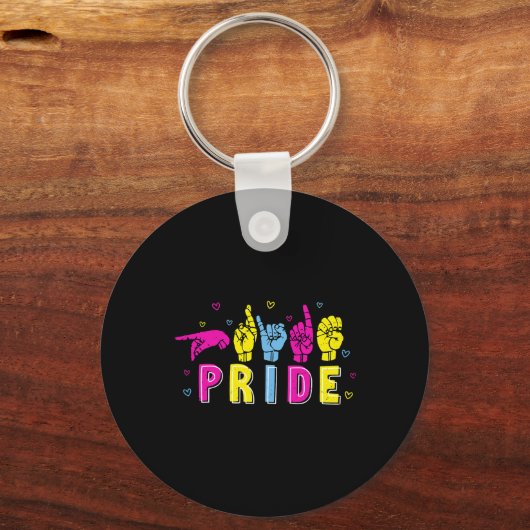 Porte-clés Pansexual ASL Pride Pan Rainbow Sign Language sour (Recto)