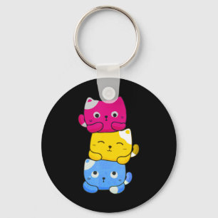 Porte-clés Pansexual Kawaii Cat Anime Art mignonne Pan Pride