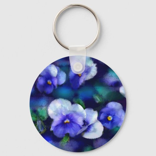 Porte-clés Pansies Bleues Porte - clé Floral (Recto)