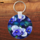 Porte-clés Pansies Bleues Porte - clé Floral (Verso)