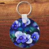 Porte-clés Pansies Bleues Porte - clé Floral (Recto)