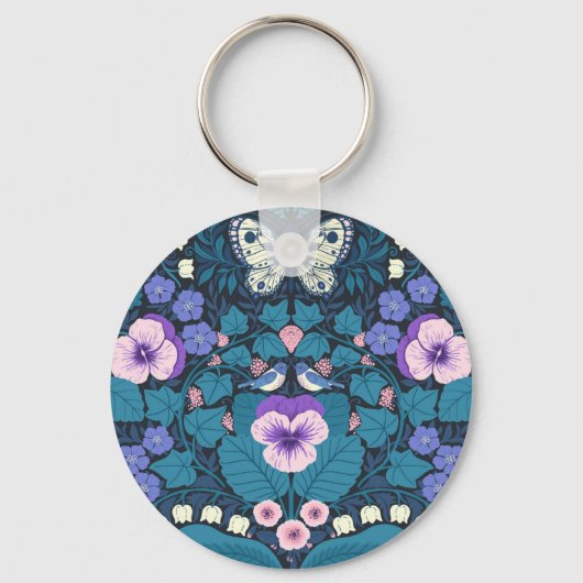 Porte-clés Pansies, oiseaux et papillons (Recto)
