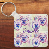 Porte-clés Pansies Pansy Fleur violet Rose floral (Recto)
