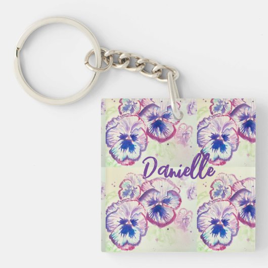 Porte-clés Pansies Pansy Fleur violet Rose floral (Devant)