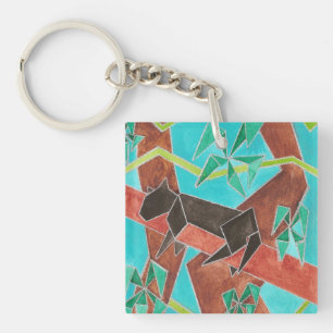 Porte-clés Panthère de la jungle Art abstrait original