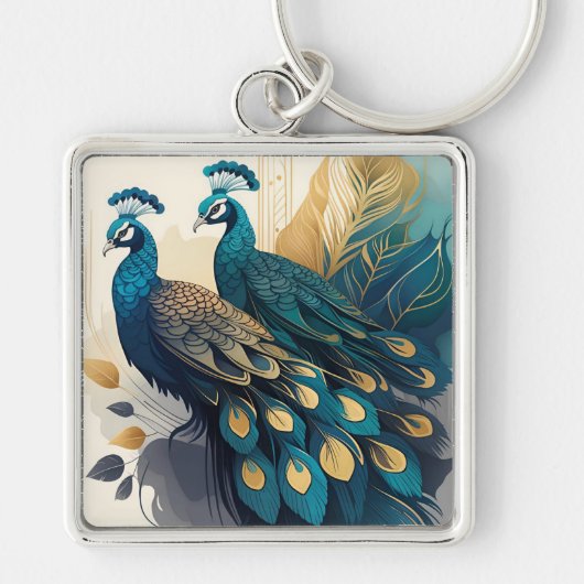 Porte-clés Paon Art Déco (Devant)