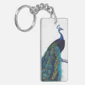 Porte-clés Paon bleu avec de belles plumes de queue (Devant gauche)
