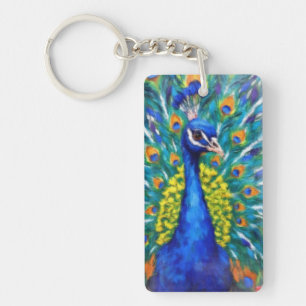 Porte-clés Paon vibrant