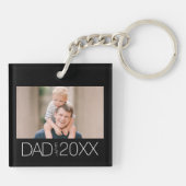 Porte-clés Papa a établi une photo de script moderne  (Dos)