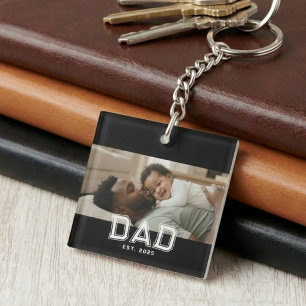 Porte-clés Papa a établi une photo noire en gras