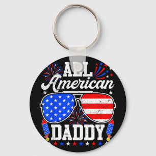 Porte-clés Papa américain lunettes de soleil 4 juillet famill