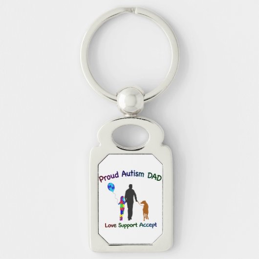 Porte-clés Papa autiste avec chien (Devant)