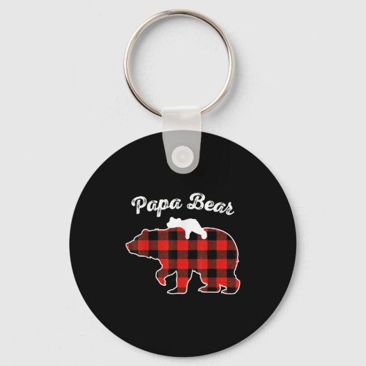 Porte-clés Papa Bear Flannel Red Plaid Pajama Family Matching (Recto)