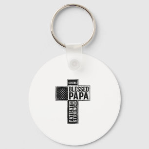 Porte-clés Papa béni Croix Christian Vintage Typographie De
