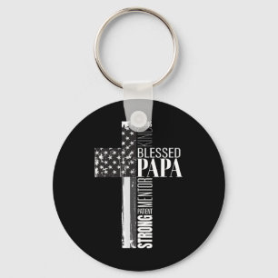 Porte-clés Papa bénit drapeau américain chrétien religieux gr