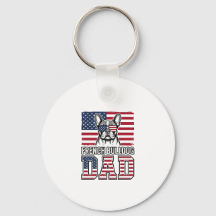 Porte-clés Papa Bouledogue Français Patriote Vintage