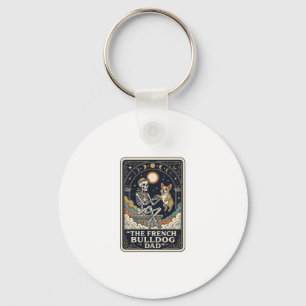 Porte-clés Papa Bouledogue Français Vintage Squelette Tarot T