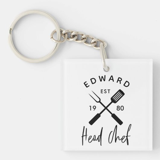 Porte-clés Papa chef cuisinier barbecue grill Noël (Devant)