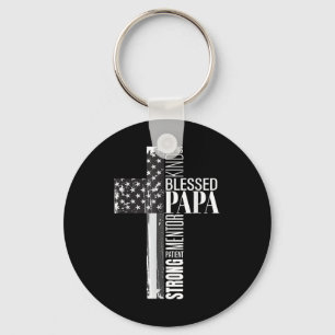 Porte-clés Papa chrétien bénit vintage drapeau américain Fête