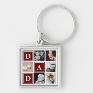 Porte-clés Papa Collage de photos personnalisé Marron