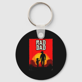 Porte-clés Papa cool père et fils coucher de soleil western