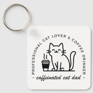 Porte-clés Papa de chat et amateurs de café hipster