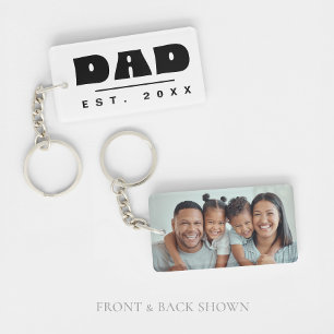 Porte-clés PAPA Établ. 20XX Moderne Minimaliste Photo Personn