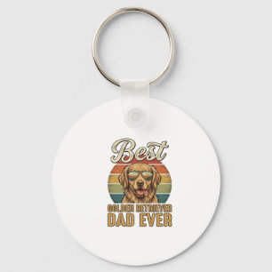 Porte-clés Papa Golden Retriever Ever Chemise Vintage Sunset