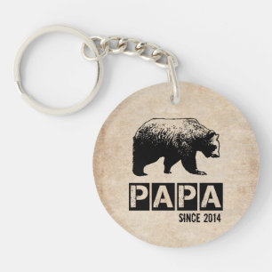 Porte-clés Papa Grunge Cool Depuis Année Personnalisée Ours