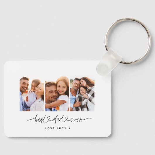 Porte-clés papa mignon script moderne multi photo cadeau (Recto)
