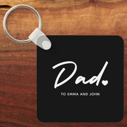 Porte-clés Papa moderne Script Nom de l'enfant (Recto)